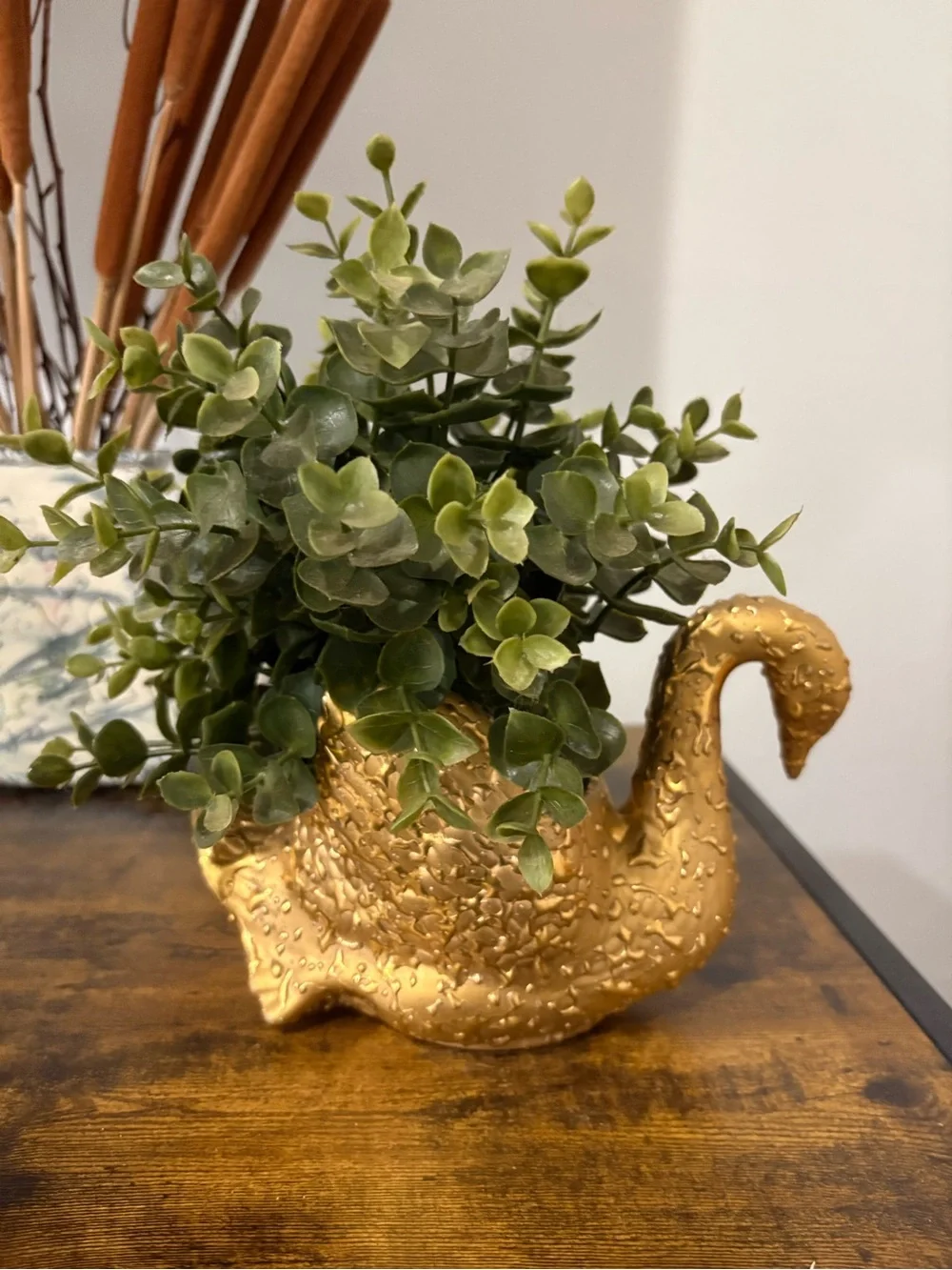 22 Karat Gold Swan Tabletop Planter - Decorative Home Accent